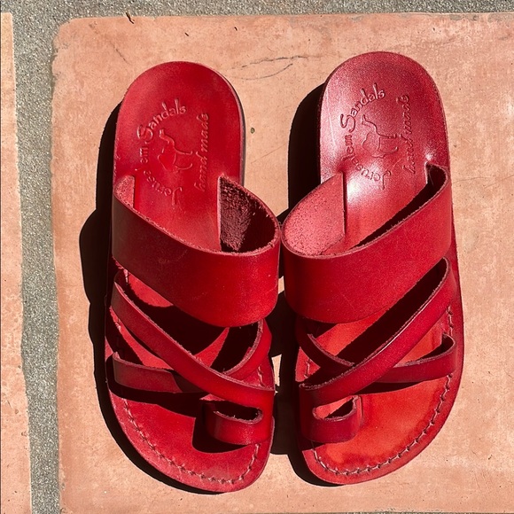 Red Leather Sandals - Picture 1 of 5